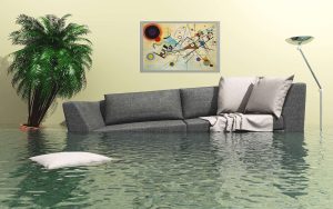 A flooded living room