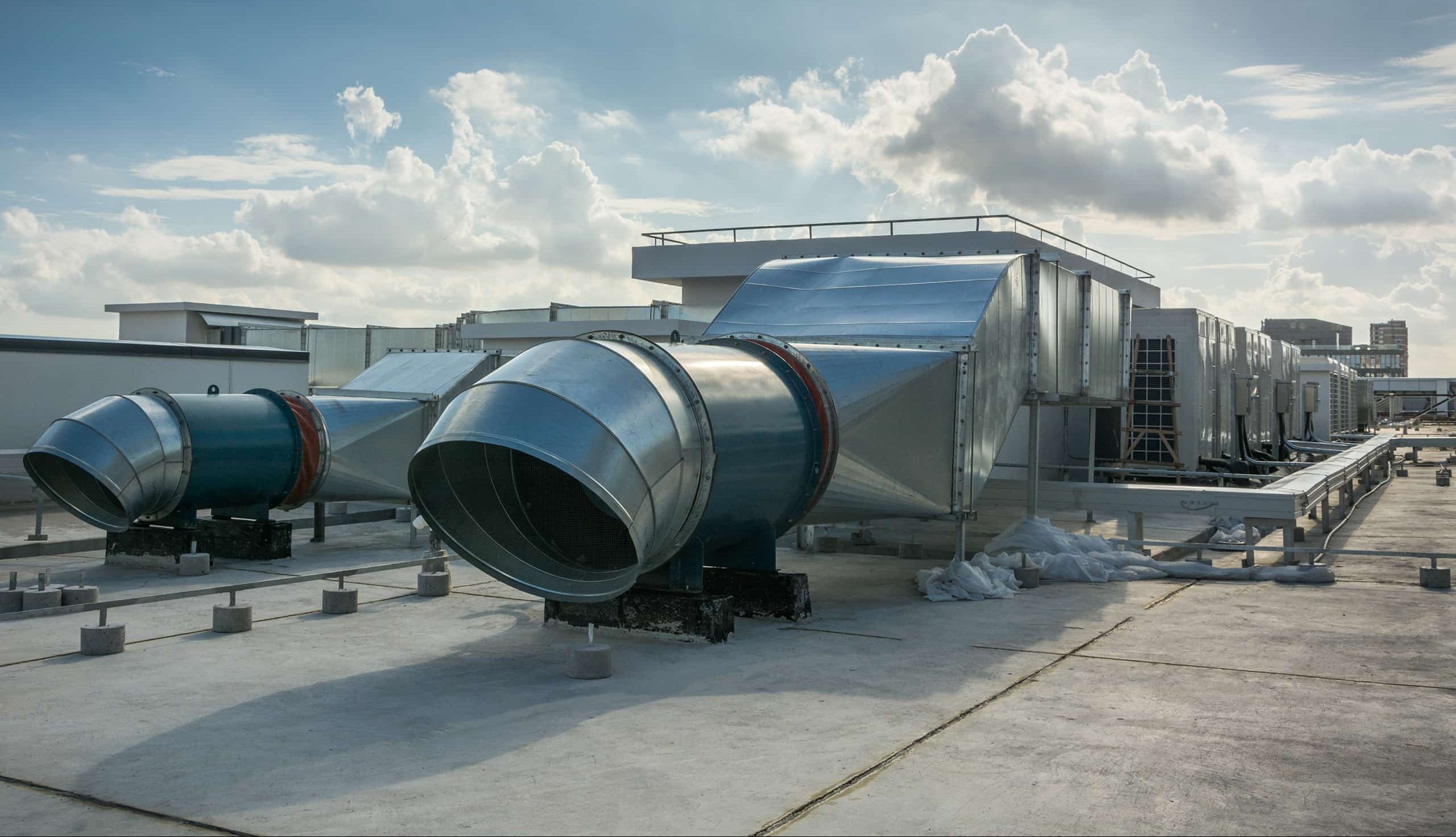 A large HVAC unit on the roof of a building